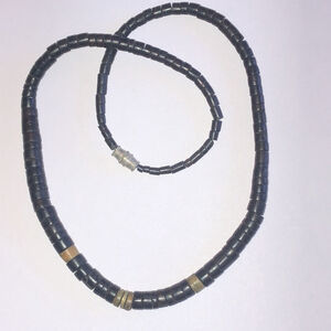 Vintage Brown Brass Wooden Beads Beaded Boho Necklace